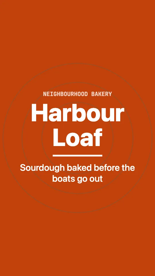 Logo reveal template: an example bakery's name and tagline on its brand colour